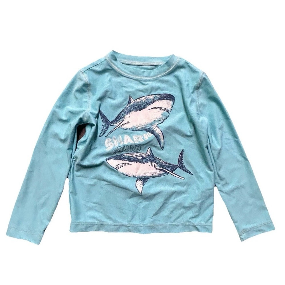 Toddler Boy Summer Swim Rash Guard Swim Trunks Sharks Floral 3T - Picture 2 of 4